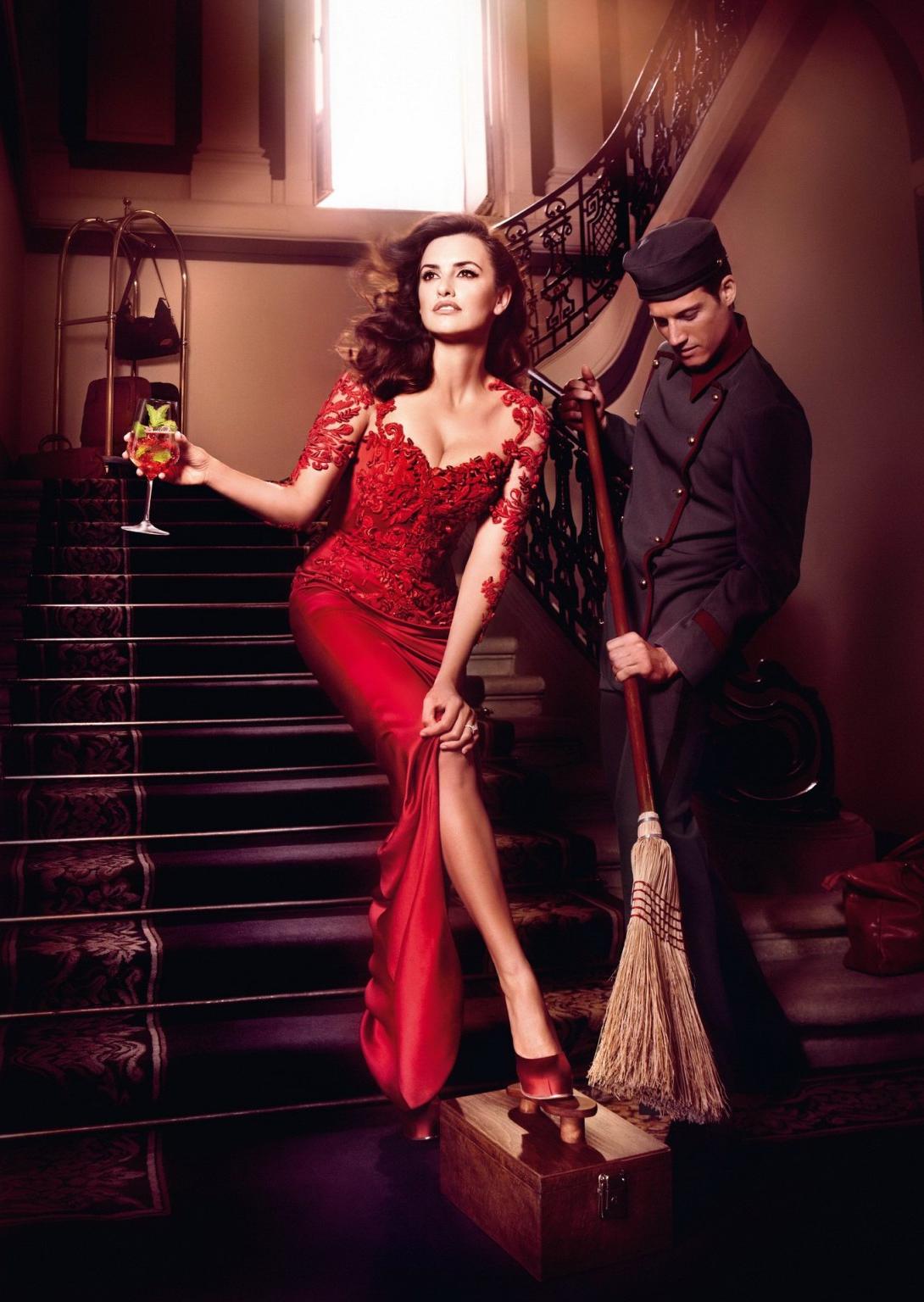 10P Penelope Cruz busty in red hot 2013 Campari calendar photoshoot