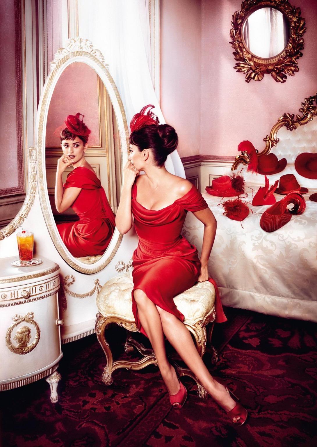 10P Penelope Cruz busty in red hot 2013 Campari calendar photoshoot
