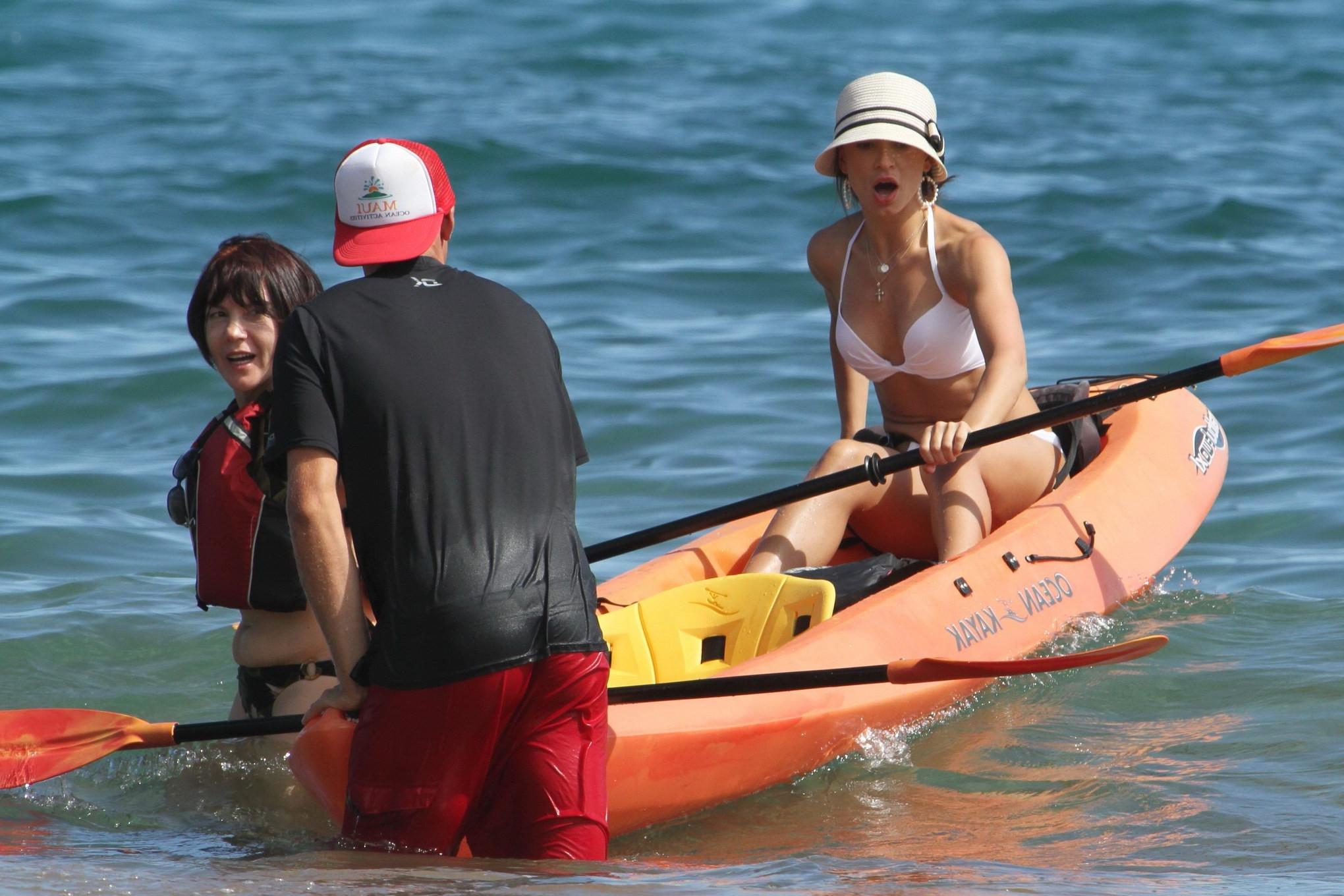 16P Karina Smirnoff shows ass  cameltoe wearing wet white bikini in Hawaii