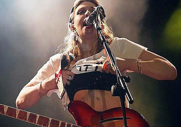 16P Courtney Love topless on stage and posing totally nude