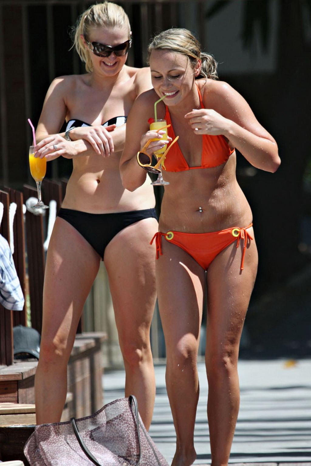 16P Chanelle Hayes showing ass  cameltoe in sexy pink bikini