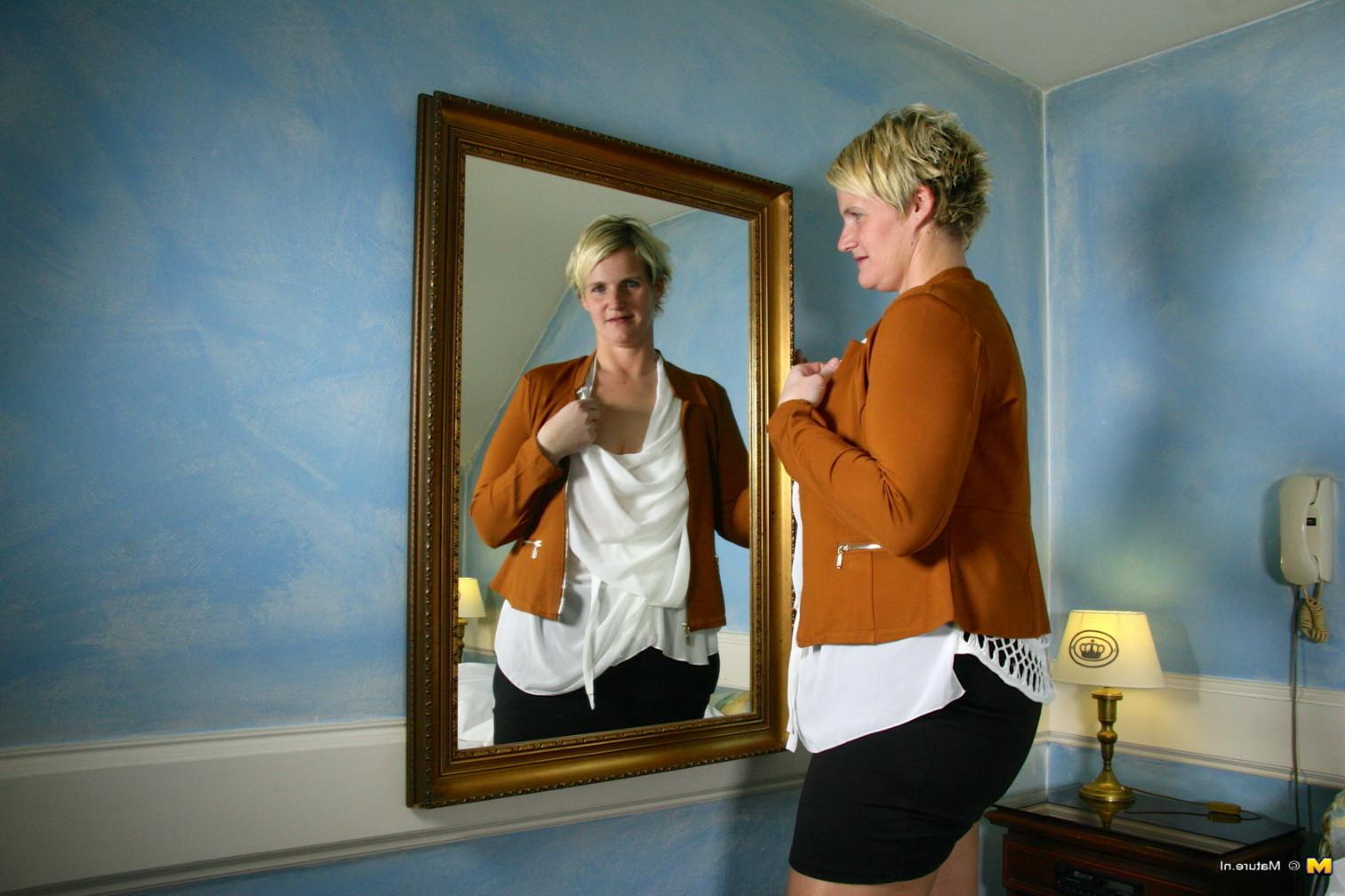 16P Naughty Blonde Dutch housewife playing with herself