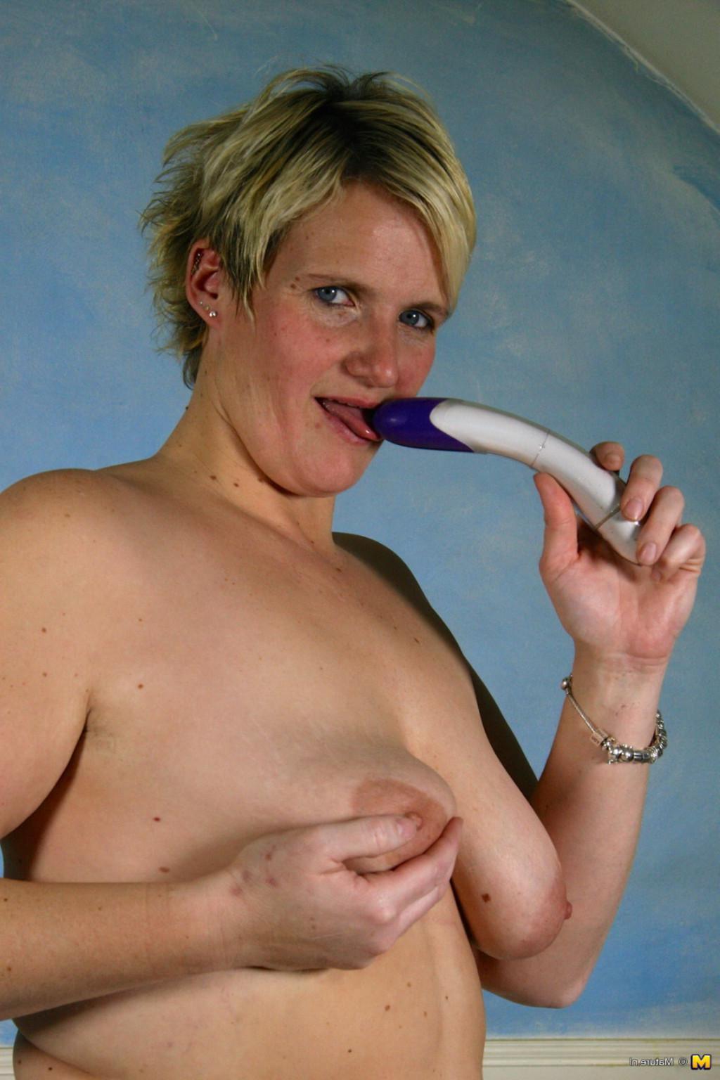 16P Naughty Blonde Dutch housewife playing with herself