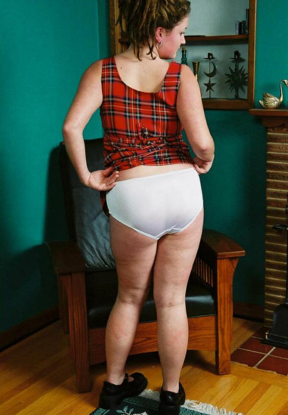 20P Cute buxom gal strips white panties