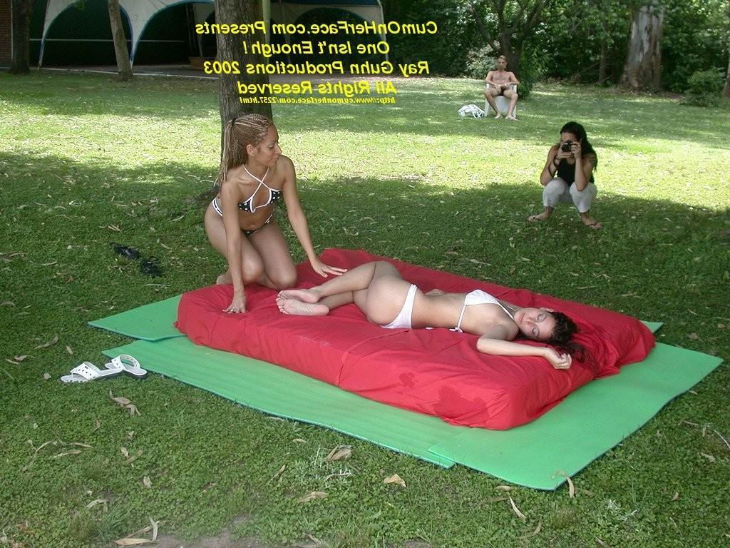 15P Babes fucking in the park on a blow-up bed 