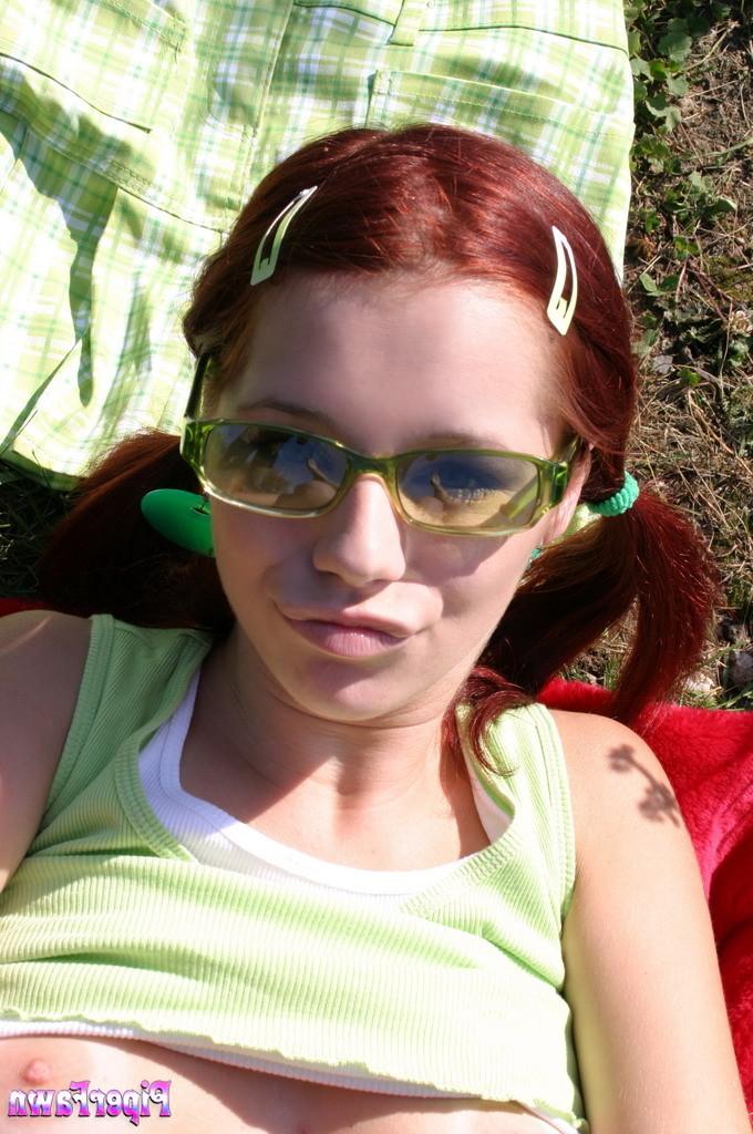 16P Busty redhead teen outside nude