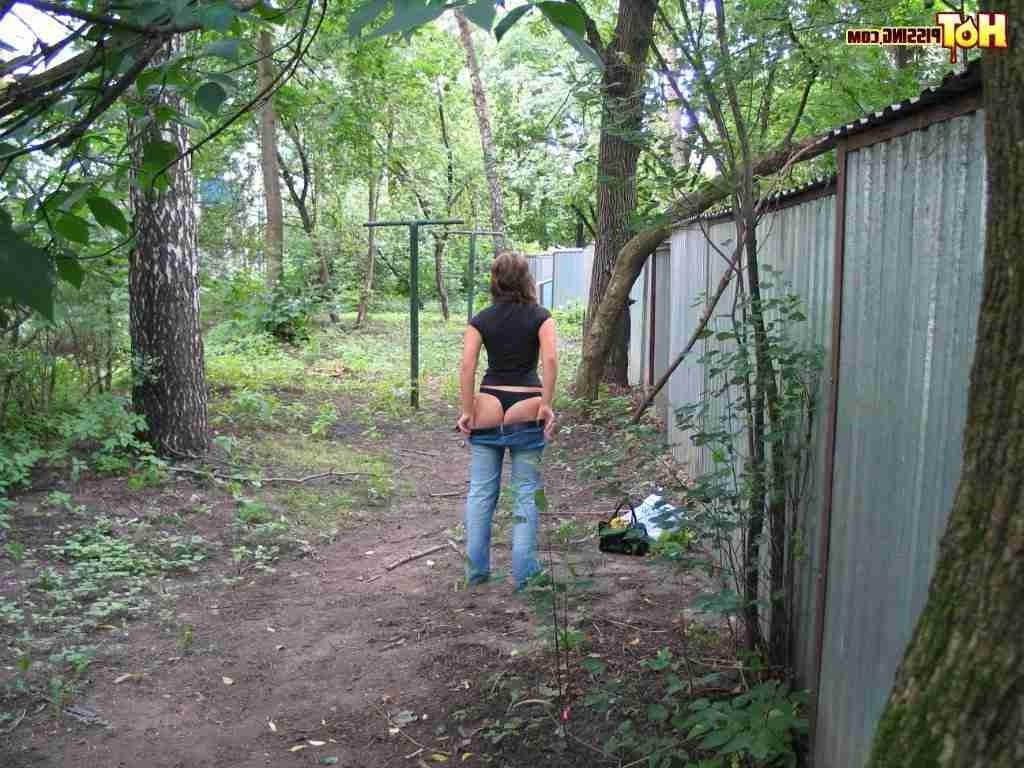 15P Slut pissing outdoors