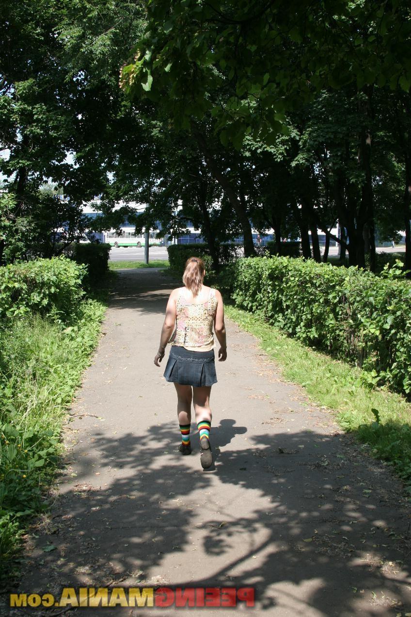 10P Blushing self-relieving in the white cotton knicks of a street cutie