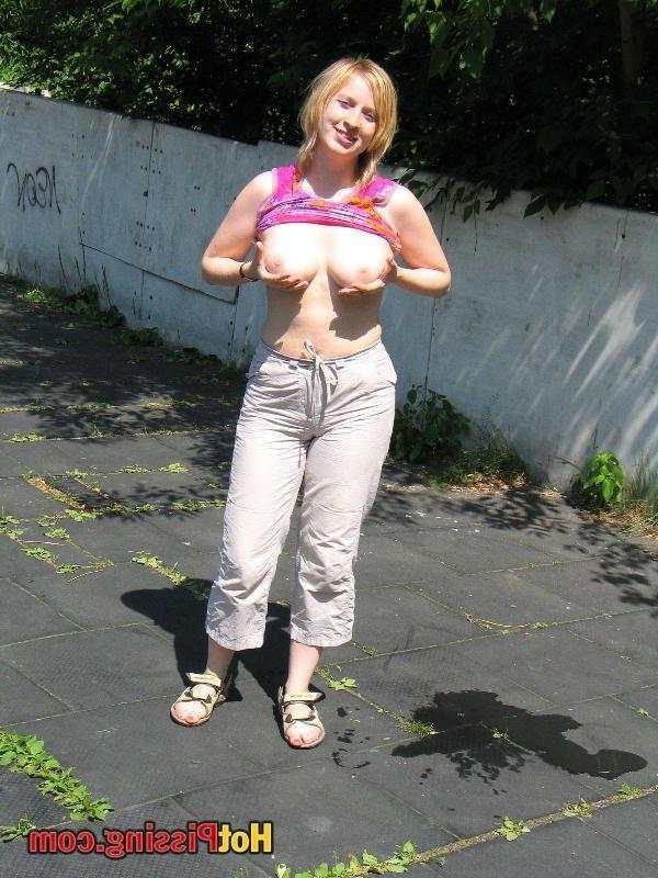 15P Slut pissing outdoors