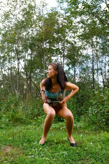 16P Tight teen with no underwear takes a piss outdoors