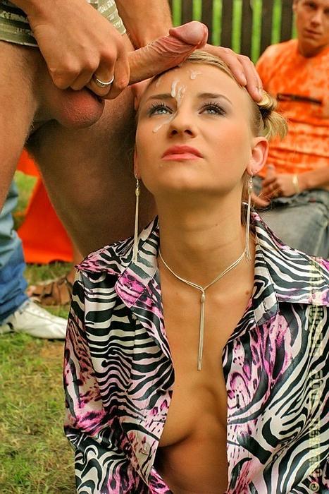 15P Blondie gets pissed on by many guys