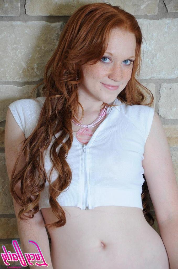 16P Pale redhead girl strips naked