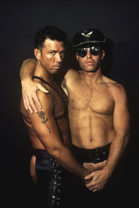 20P Two mature hunks in leather blowjob and screwing in a dungeon