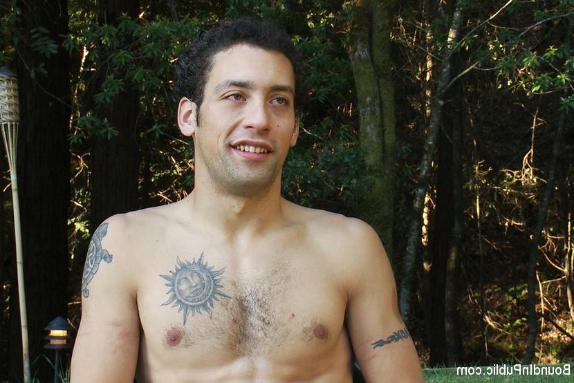 15P Campers gang bang a ripped stud tied to a tree in the woods.