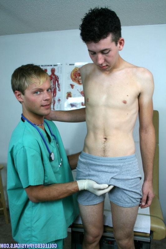 16P Cute blonde gay doctor checking twinks tight ass