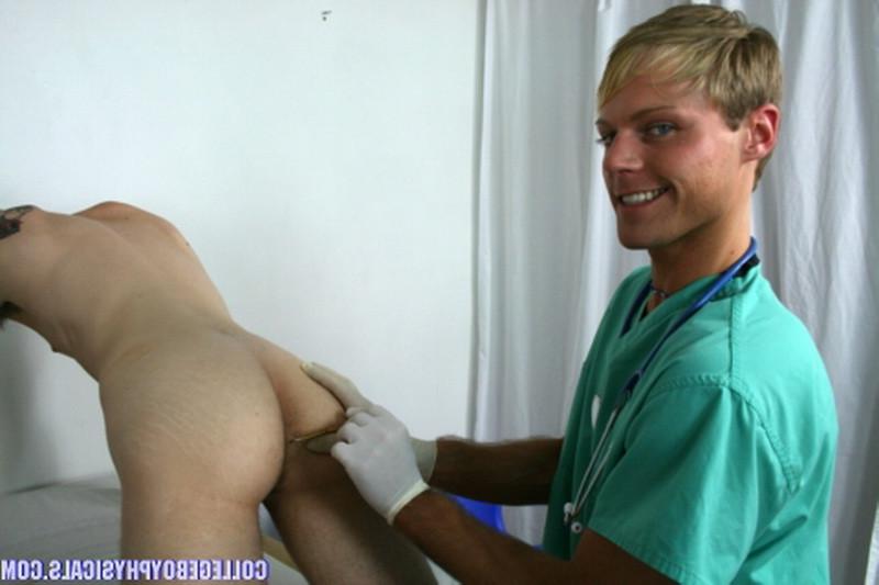 16P Cute blonde gay doctor checking twinks tight ass