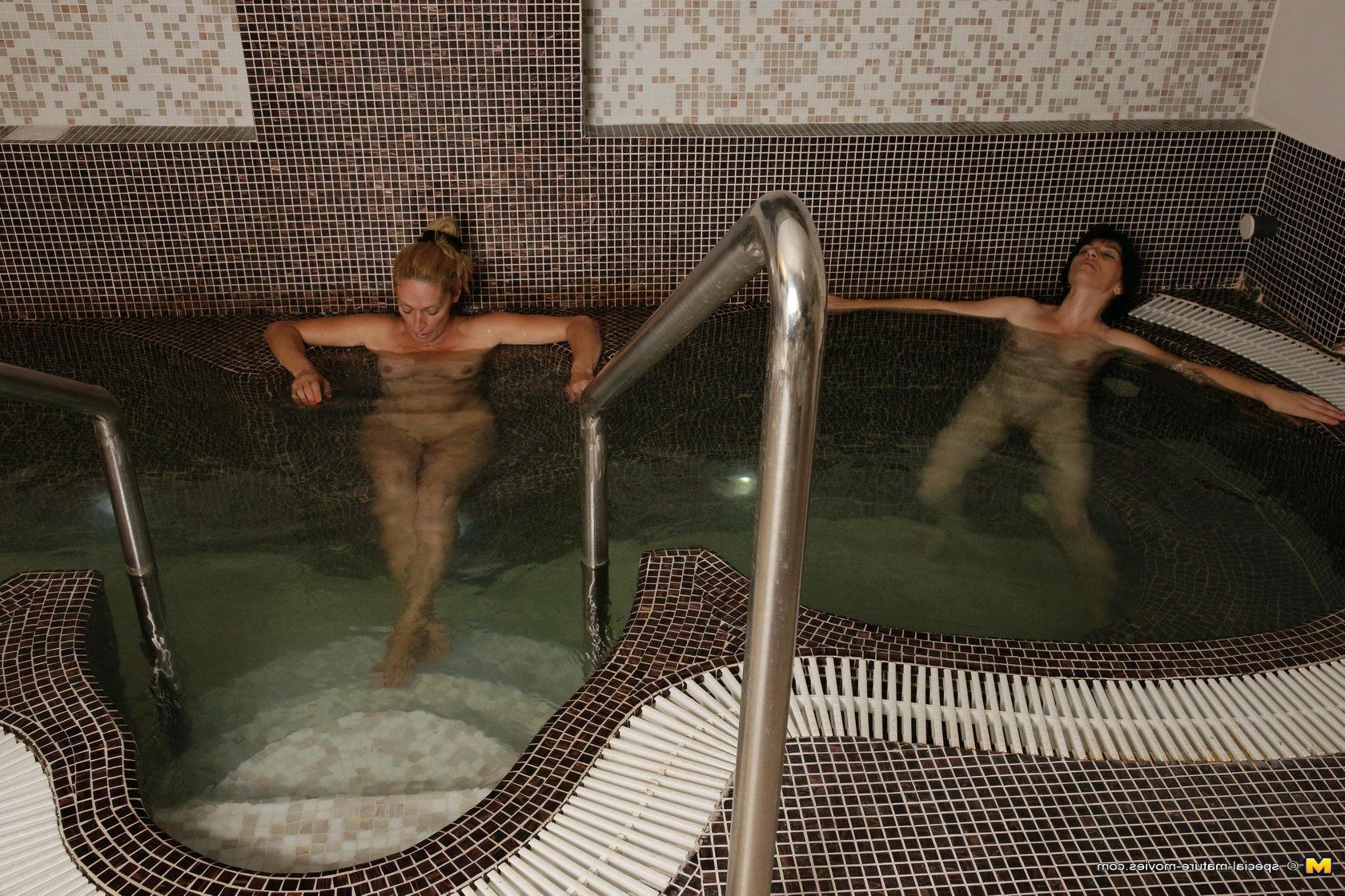 16P Mature ladies having relaxation time at the sauna