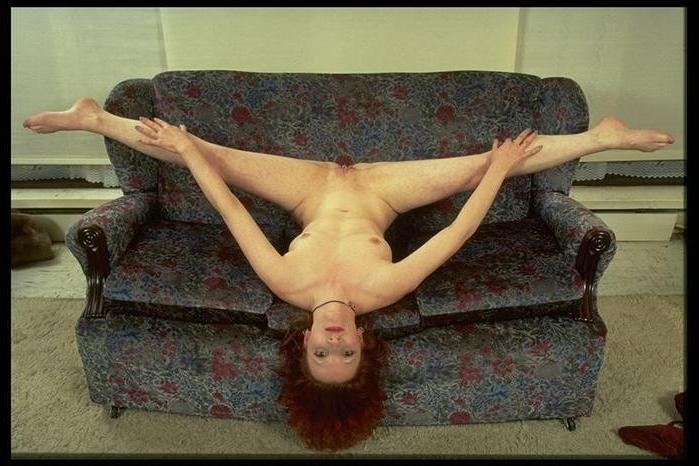 16P Dirty Redhead in White Panties Spreads Legs