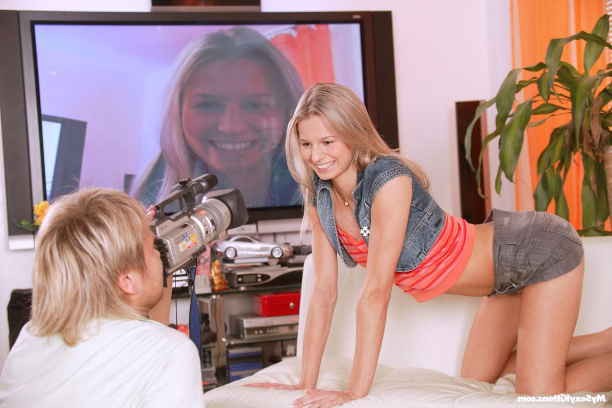 15P Blonde teenager making a home video with her male friend