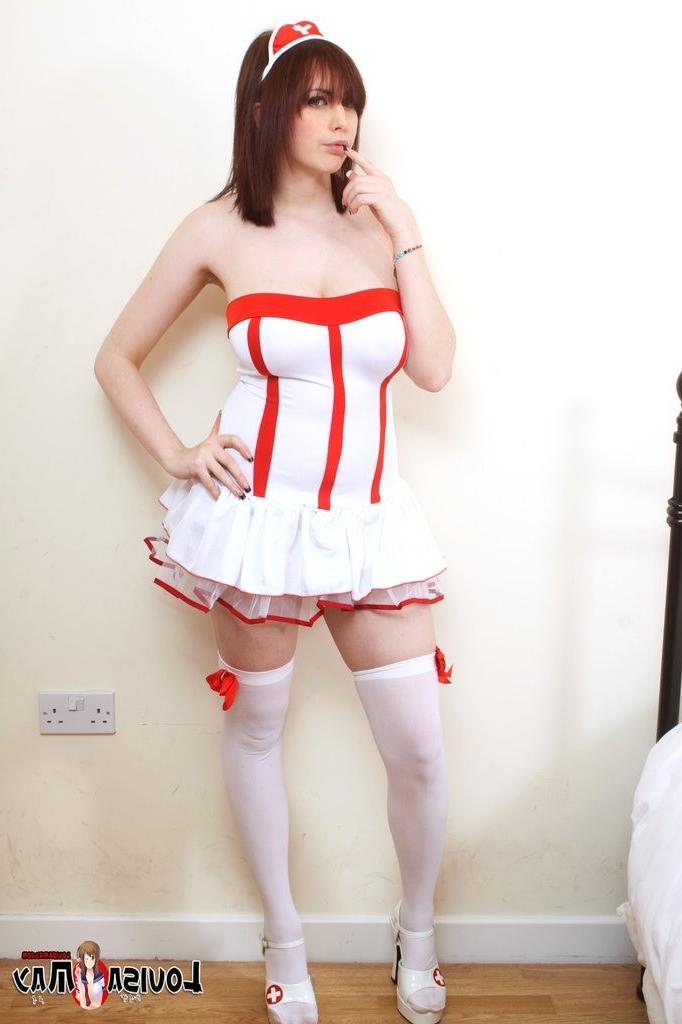 16P Curvy Louisa May posing as a sexy manga nurse