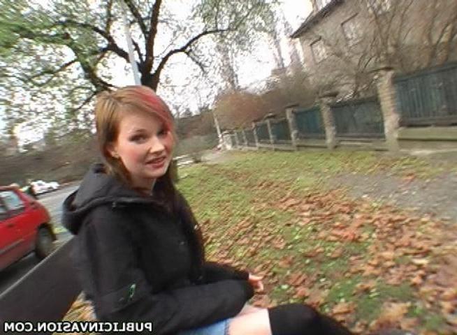 16P cutie angie pleasing her man in corner or park under bench