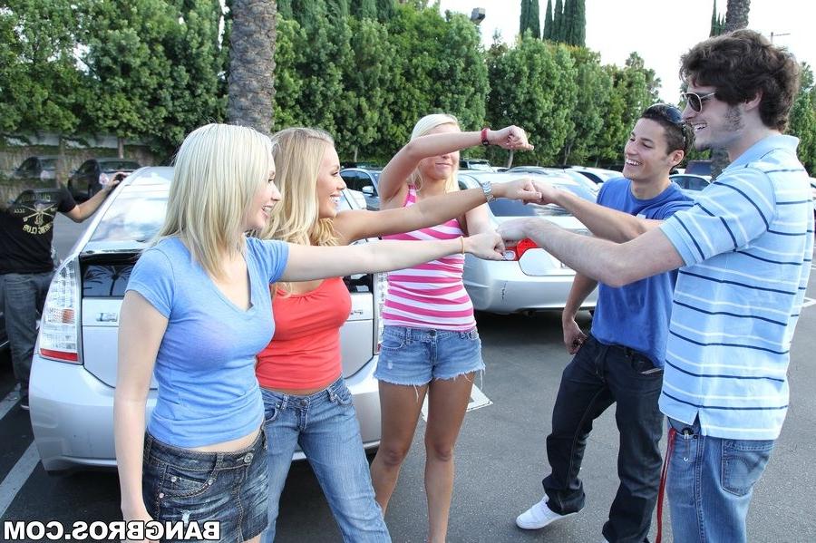 8P Sara Monroe and her pornstar friends pick up guys