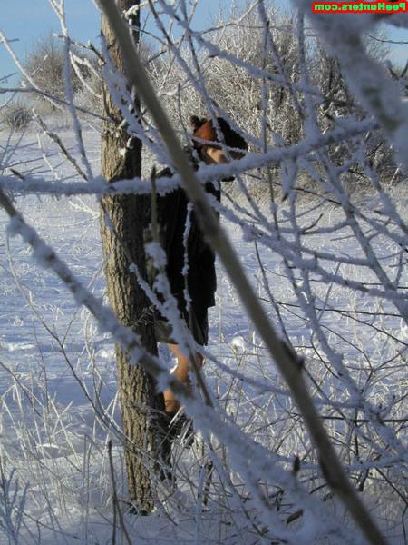 16P Redhead amateur cutie peeing on snow outdoors