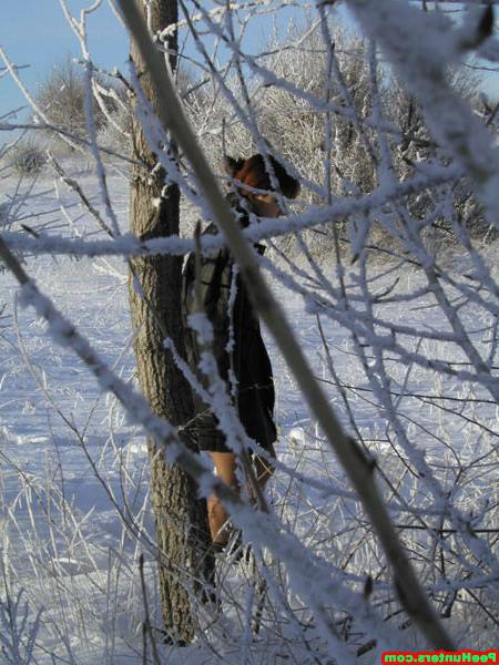 16P Redhead amateur cutie peeing on snow outdoors