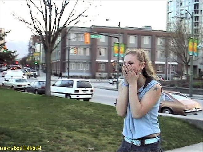 16P Cute Blonde Ashlee Goes Flashing in a City Park