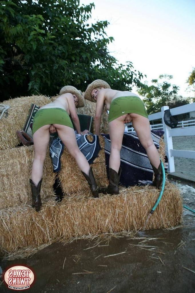 15P Twin tiny titted teens soak each others panties with garden hose