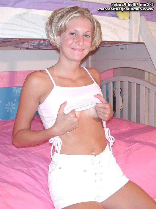 16P Teen shows her cum stained panties