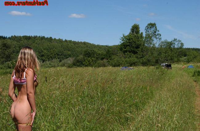 16P Beautiful teen peeing on the field