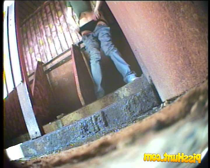 14P Chick with perfect ass pees in dirty public toilet 