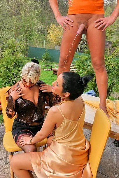 15P Two sexy chicks gets soaked in piss