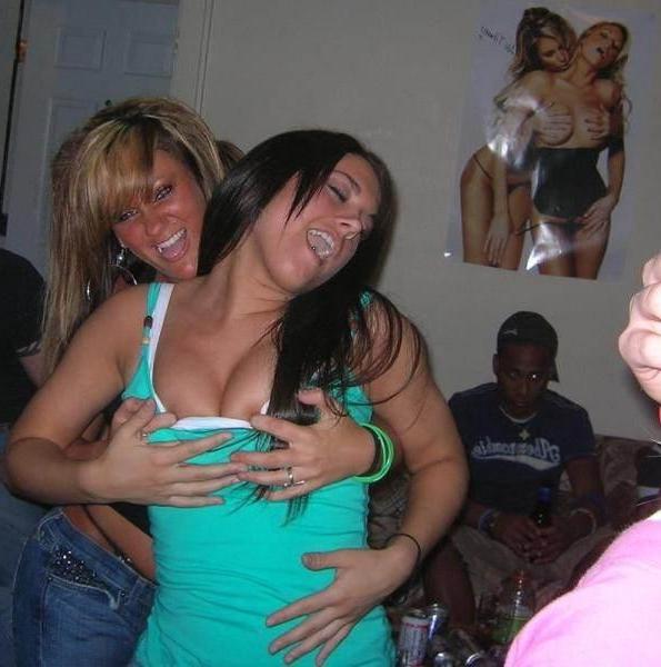 12P Drunk college teens partying, flashing, and going topless
