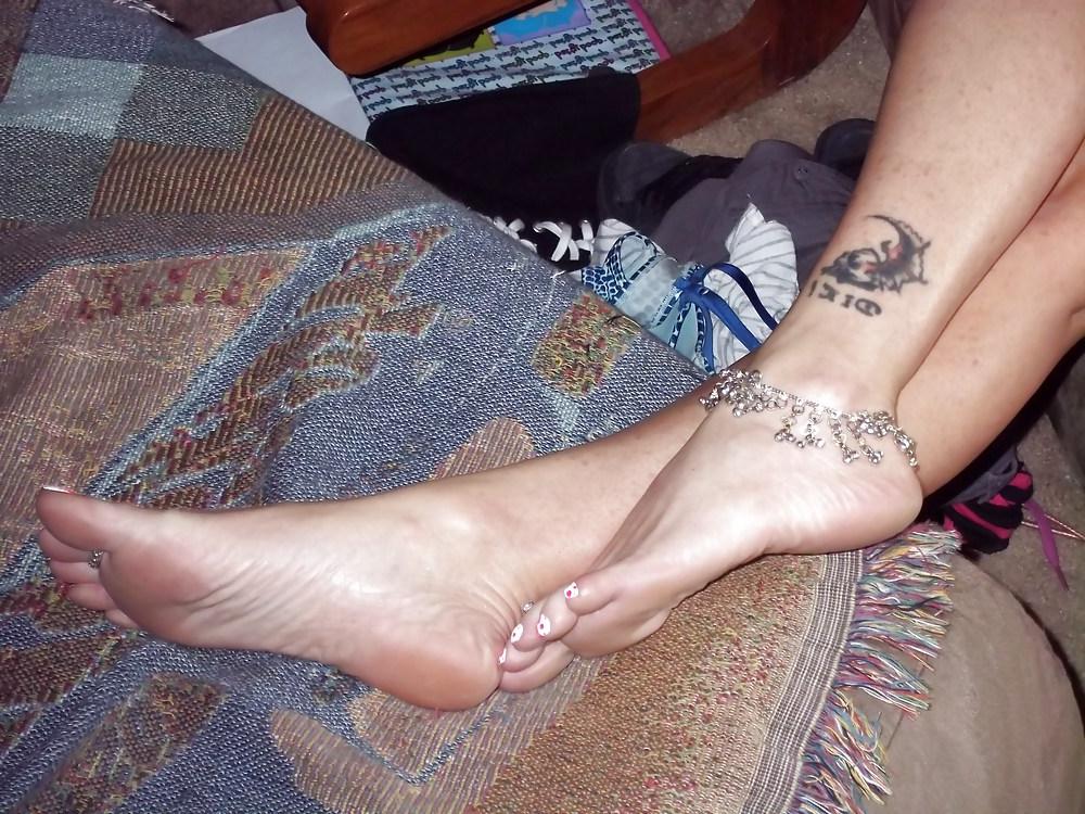 22P Chance's sexy feet in heels with white nail polish