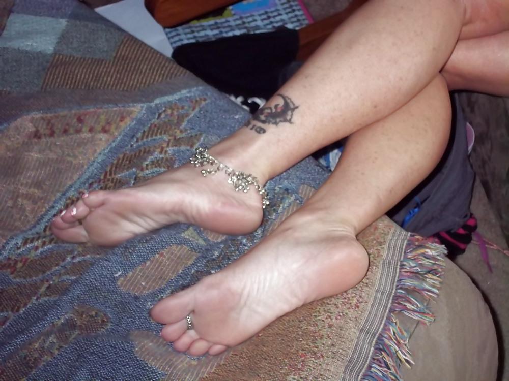 22P Chance's sexy feet in heels with white nail polish