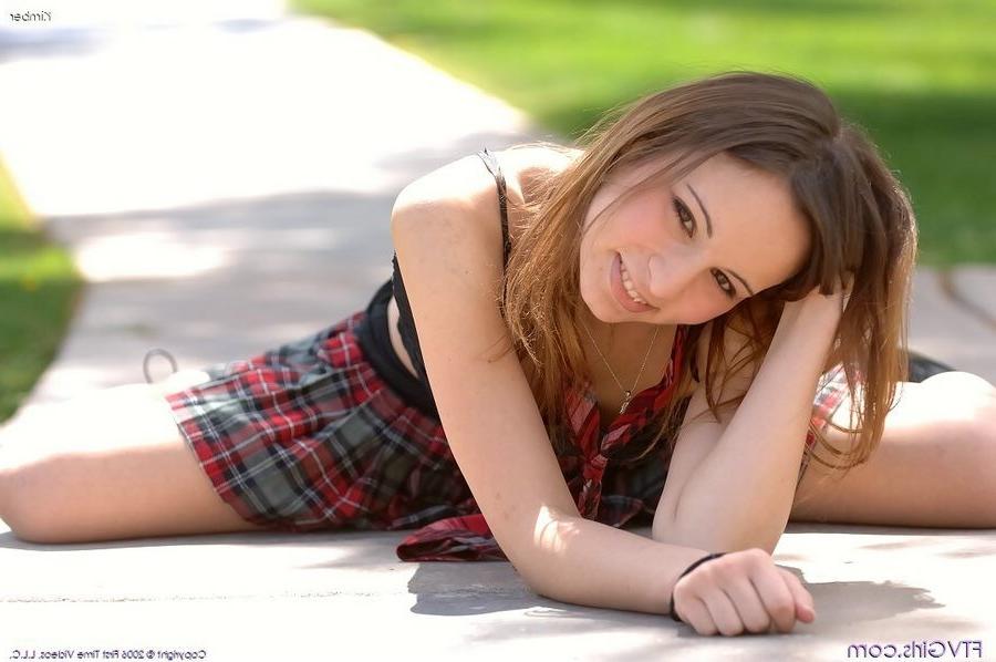 15P Beautiful bad schoolgirl Kimber teasing at the park