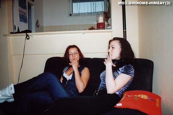 16P Two teens smoking on the couch