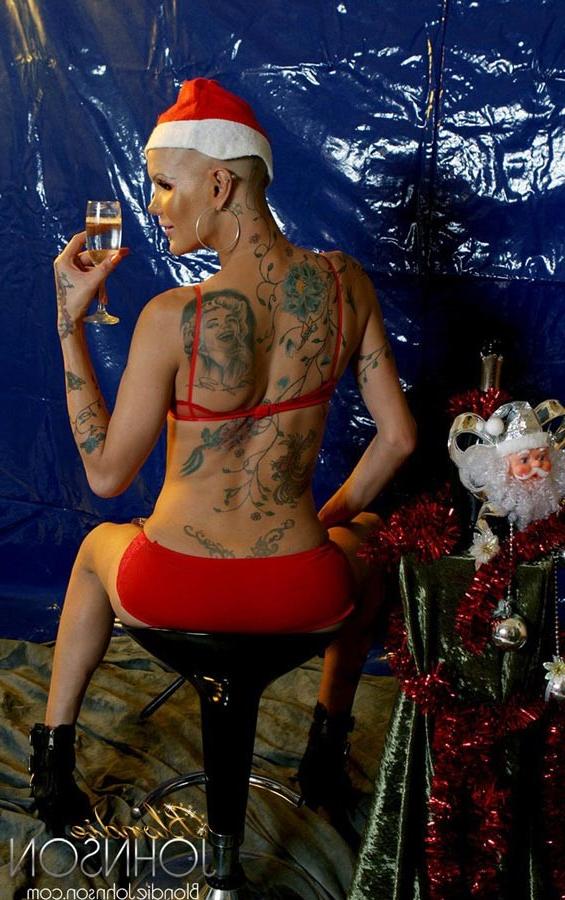 13P Bald Shemale Blondie Johnson is a hot nude Santa