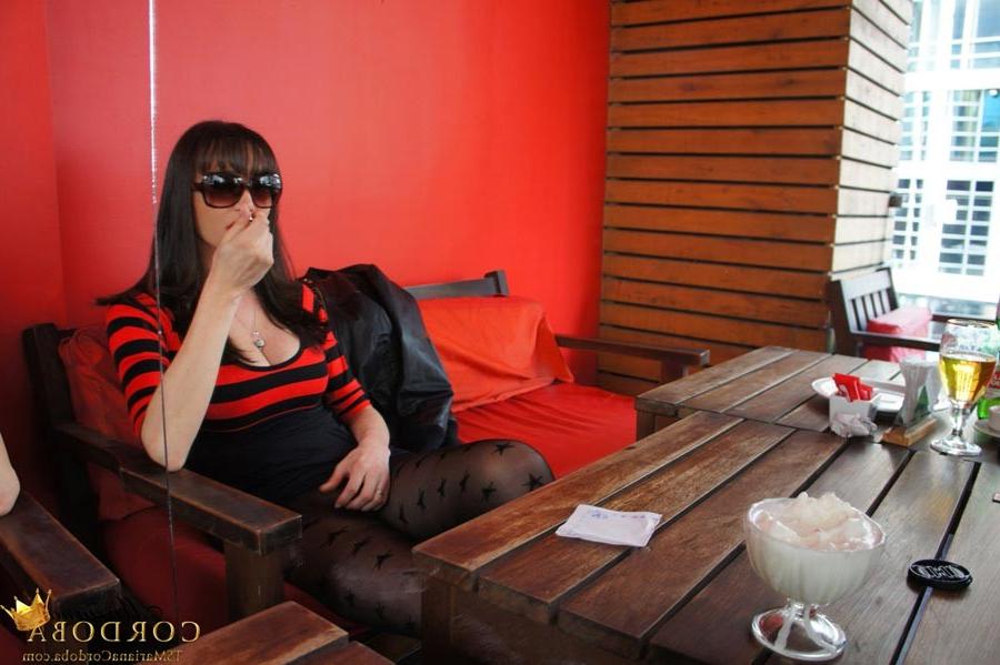12P TS Mariana Cordoba tasting an ice cream and showing her tranny bulge
