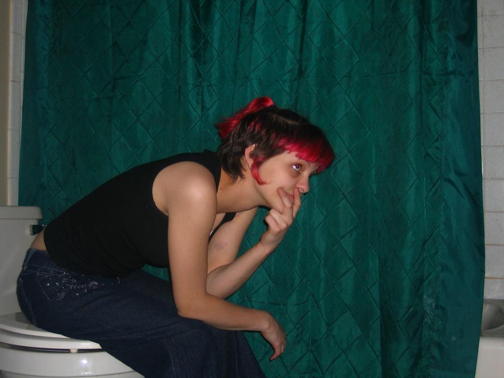 15P Pierced and pink haired teen GF shows pussy and fingers asshole