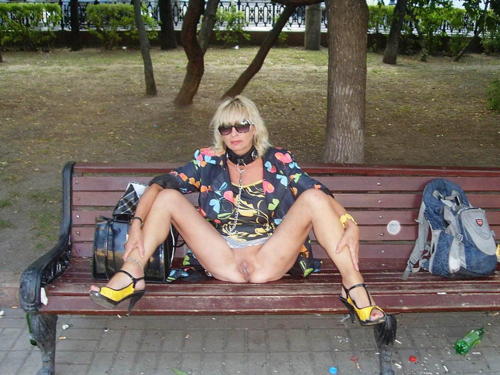 20P Mature flashers on park benches