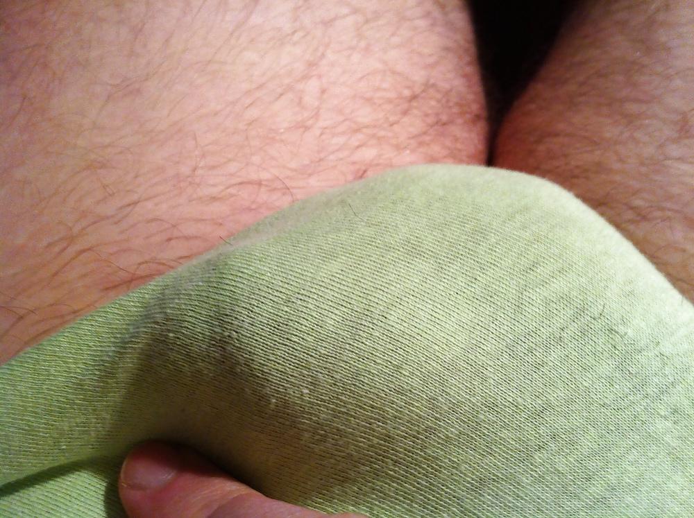 15P Small Penis in Green Panty with wet Panties and Cum