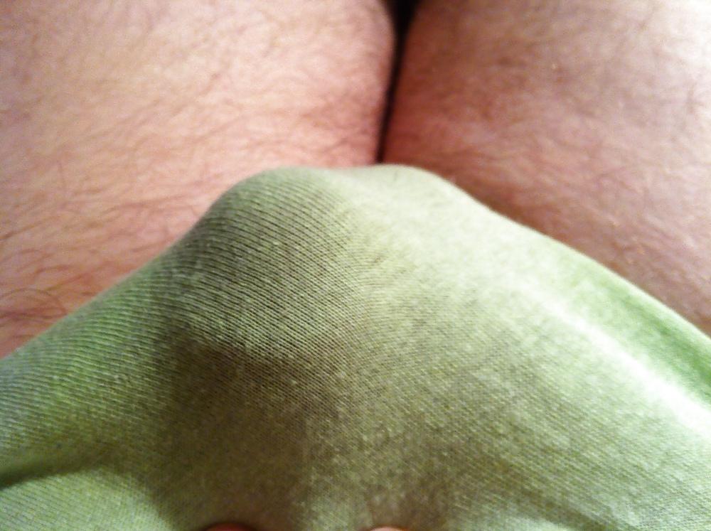 15P Small Penis in Green Panty with wet Panties and Cum