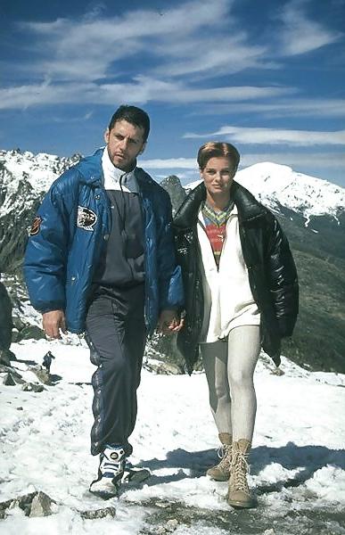 25P Two girls and two guys having fun in the Alps