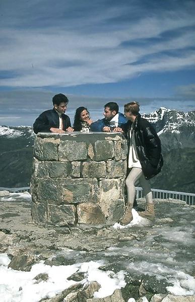 25P Two girls and two guys having fun in the Alps