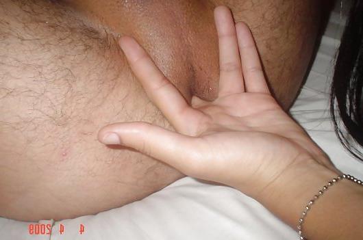 4P My girlfriend fingering my asshole.