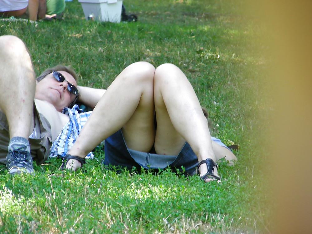 24P Beautiful Upskirt in the Park by Voyeur TROC