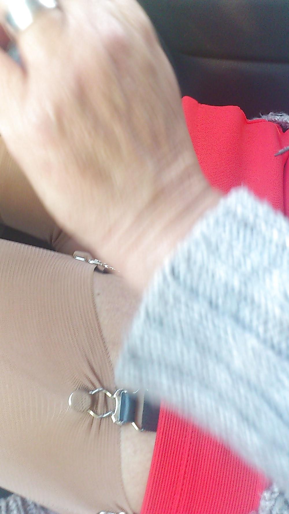 20P Wife in her little car and in public